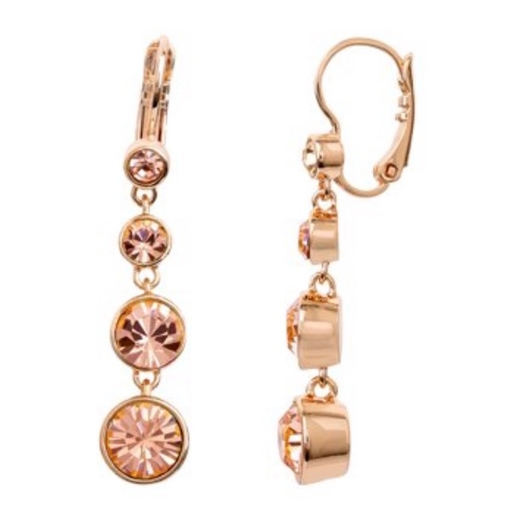 BELIEVE BY BRILLIANCE ROSE GOLD CRYSTAL DROP 14K GOLD FLASH PLATED EARRI… - Picture 2 of 10